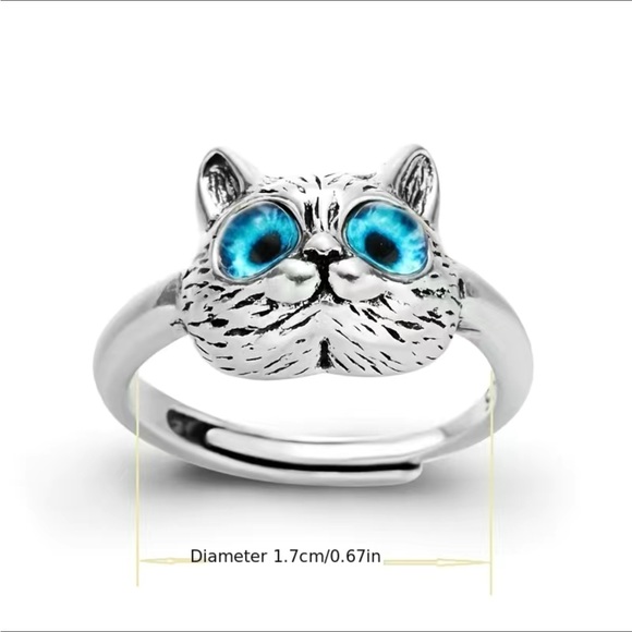 NWOT SILVER metal cat ring for ladies   SZ 8  ... R52 - Picture 3 of 10